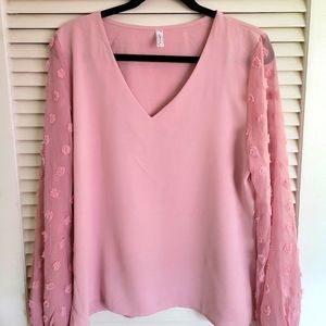 Rose Chiffon Swiss Dot Women's Top